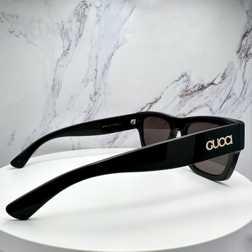 CLASSY New GUCCI Sunglasses Black 54mm Square Gold Letter Logo Italy - Picture 6 of 16